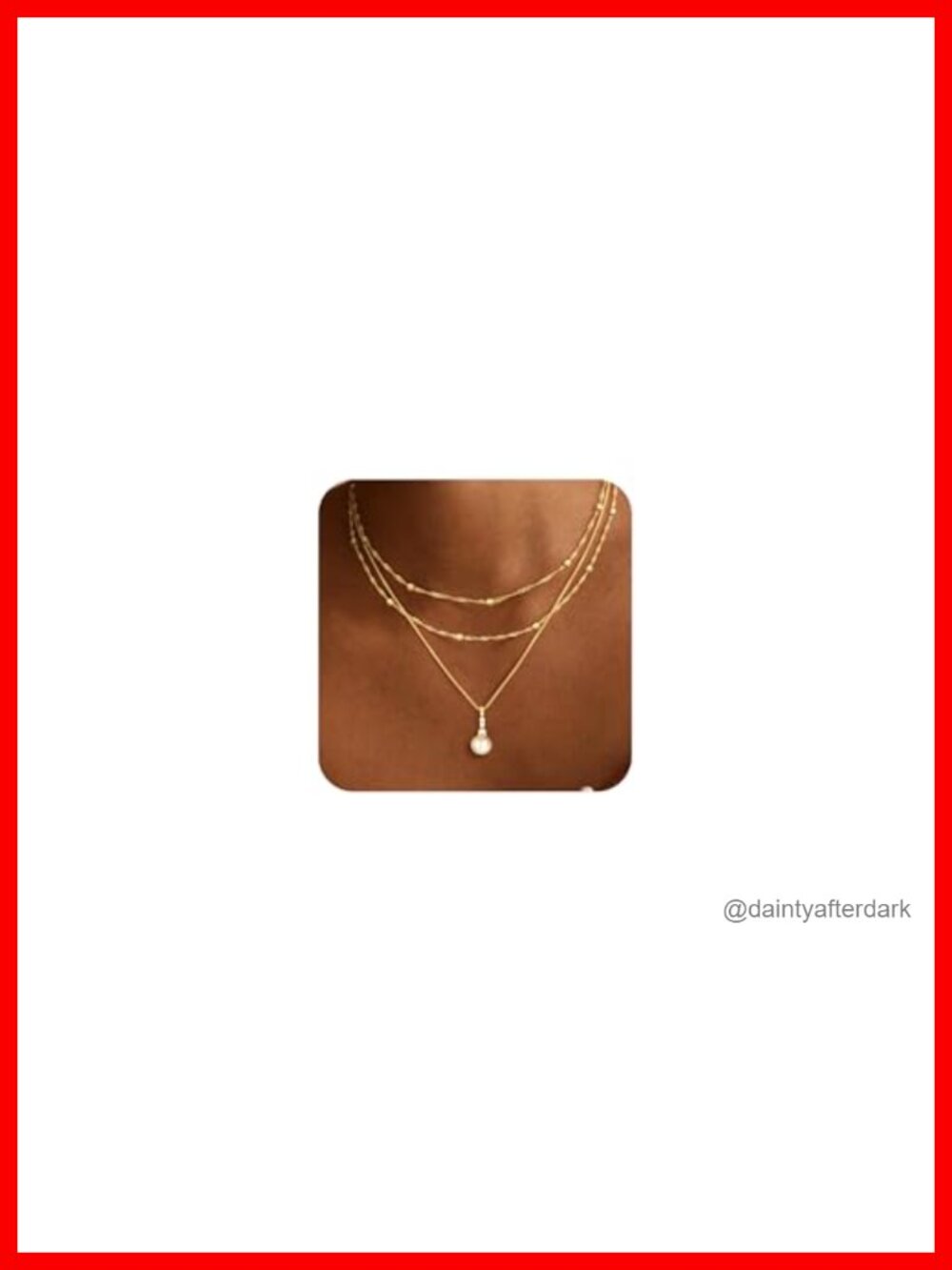 Dainty Layered Pearl Pendant Necklace, Gold Plated, Adjustable - Picture 1 of 6